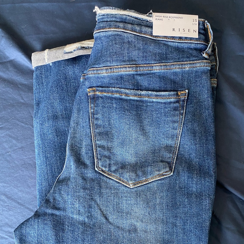 Risen high rise boyfriend jeans. New with tags